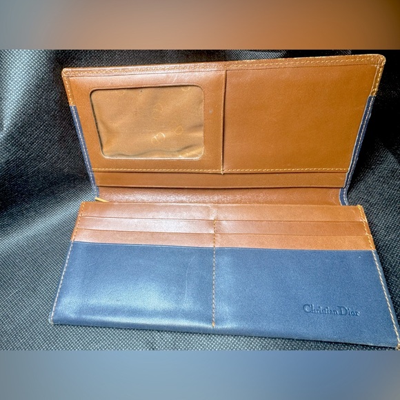 Dior Blue and Brown Leather Wallet - Picture 7 of 9